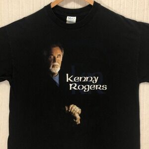 Kenny Rogers Graphic Tee Vintage Style T-Shirt Music Band‎ Black XL